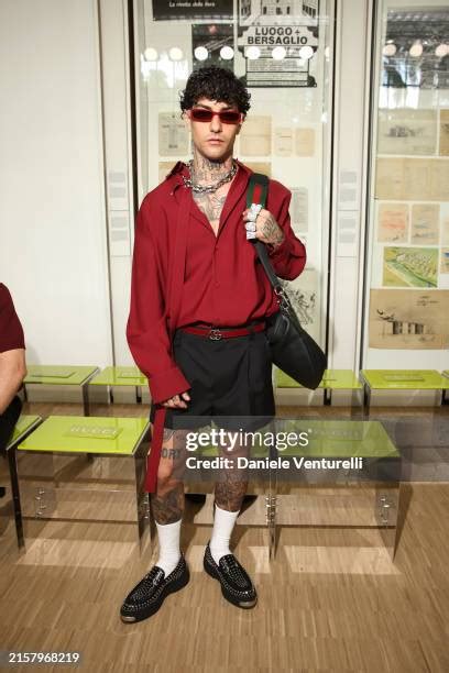 tony effe occhiali gucci|Tony Effe is seen front row at the Gucci Men's Spring Summer .